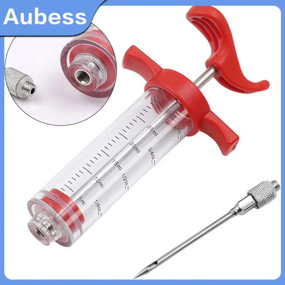 

Abs Plastic Stainless Steel Needles Bbq Meat Syringes Food Grade Kitchen Sauce Marinade Syringes Durable Turkey Syringe Red 68g