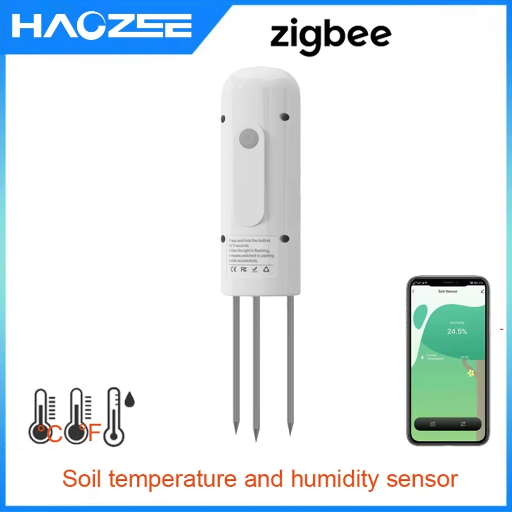 

Haozee Tuya Smart Zigbee Водонепроницаемый Тестер Почвы Датчик Температуры И Влажности Для Орошения Сада Домашний Помощник