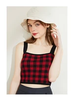 kuhnmarvin 2022 new girls camisole womens summer top fashion plaid backless crop top preppy style tank top