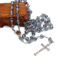 fashion prayer beads crystal rosary pray god cross chain necklace catholic saints prayer articles gift jewelry