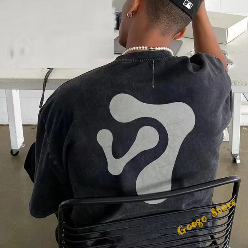 Простая футболка VUJADE для мужчин и женщин, повседневная одежда в стиле ретро, вареная, старая, уличная одежда, в стиле хип-хоп, черная, оверсайз, тяжелая ткань, с коротким рукавом