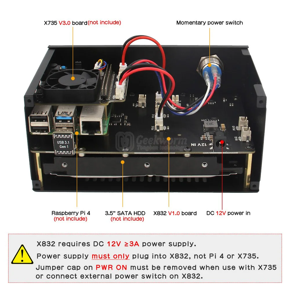 Raspberry Pi X832 V1.0 3 5 &quotSATA Плата расширения для жесткого диска с USB 1 перемычкой только 4