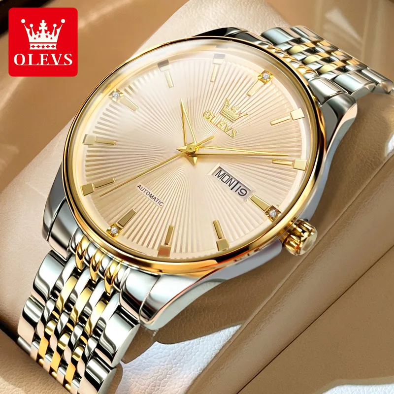 

2023 New OLEVS Original Luxury Men's Watches Mechanical Automatic Watch Calendar Stainless Steel Wrist Watches For Men 6653