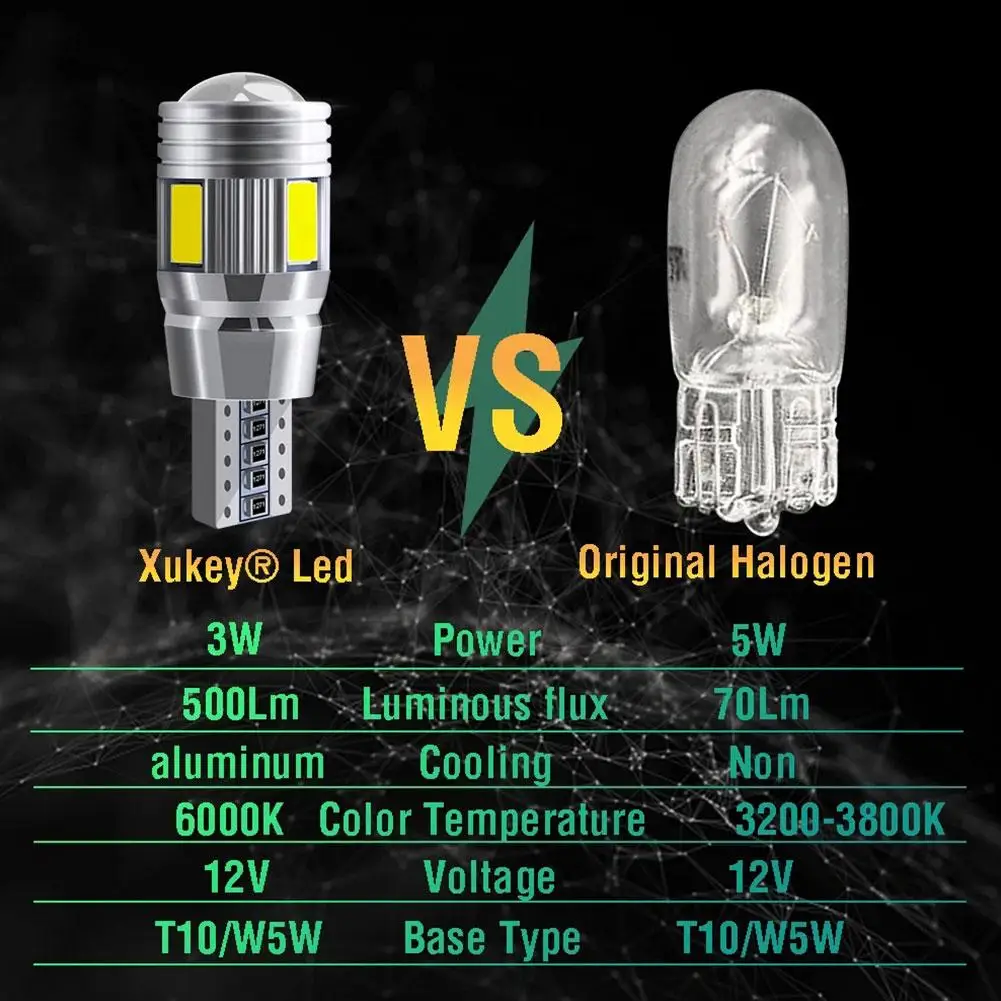 2 шт. T10 W5W светодиодная лампа 12 В 5630 6SMD 7000 К супер яркий белый салон автомобиля