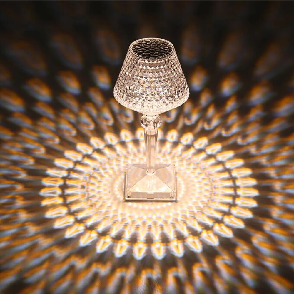 

3 Colors Diamond Table Lamp Acrylic Decoration Light For Bar Bedroom Bedside Coffee Crystal LED Desk Lamps Gift LED Night Lights
