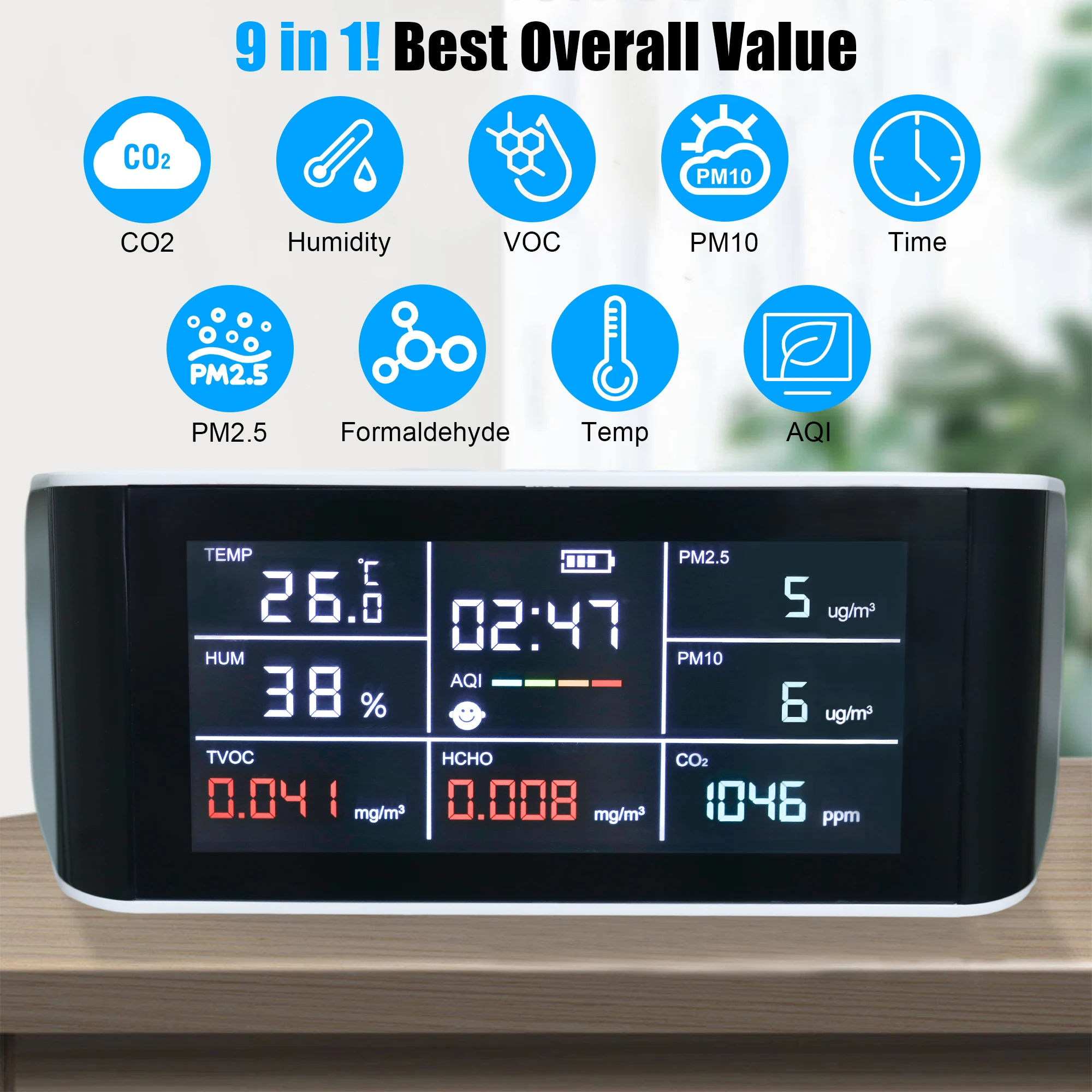 

ABS Reliable Air Monitor With Detector Air Testing Capability Safety Tester Air Long-lasting CO2 Meter Testers