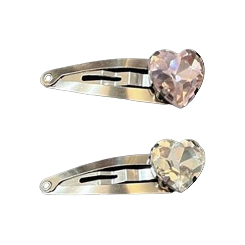 

Pink Heart Hair Clip Women Hair Barrette Clip for Thick Thin Hair Crystal Heart Silver Barrette Exquisite Hair Clip
