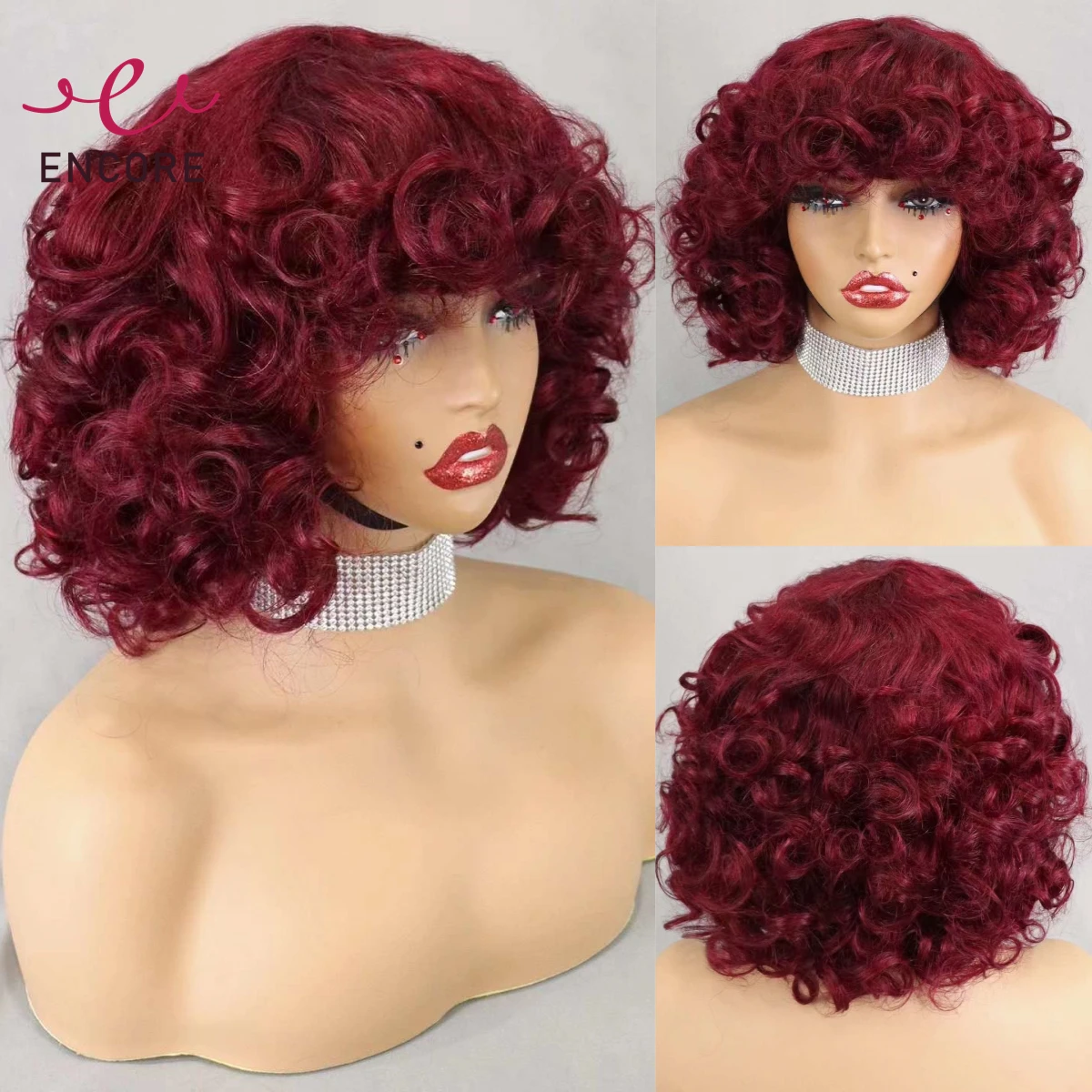 200% плотность бразильский парик из человеческих волос Remy бордовые волнистые