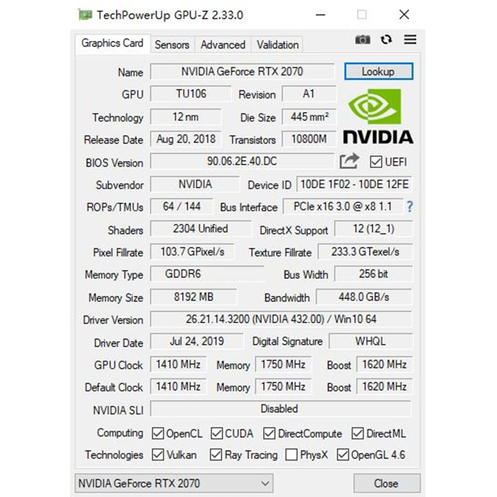 RTX 2070 видеокарта 8 Гб GDDR6 бит игровая для NVIDIA GeForce 256 3XDP HD слоты настольного ПК GPU |