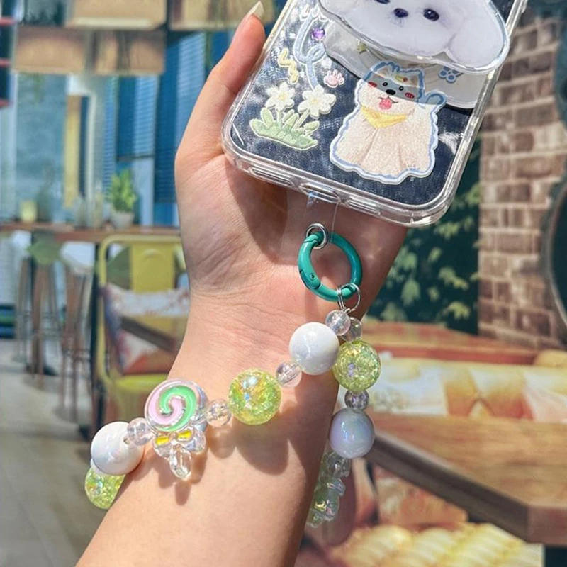 Милый леденец акриловый красочный лазерный бисер искусственная цепочка ремешок