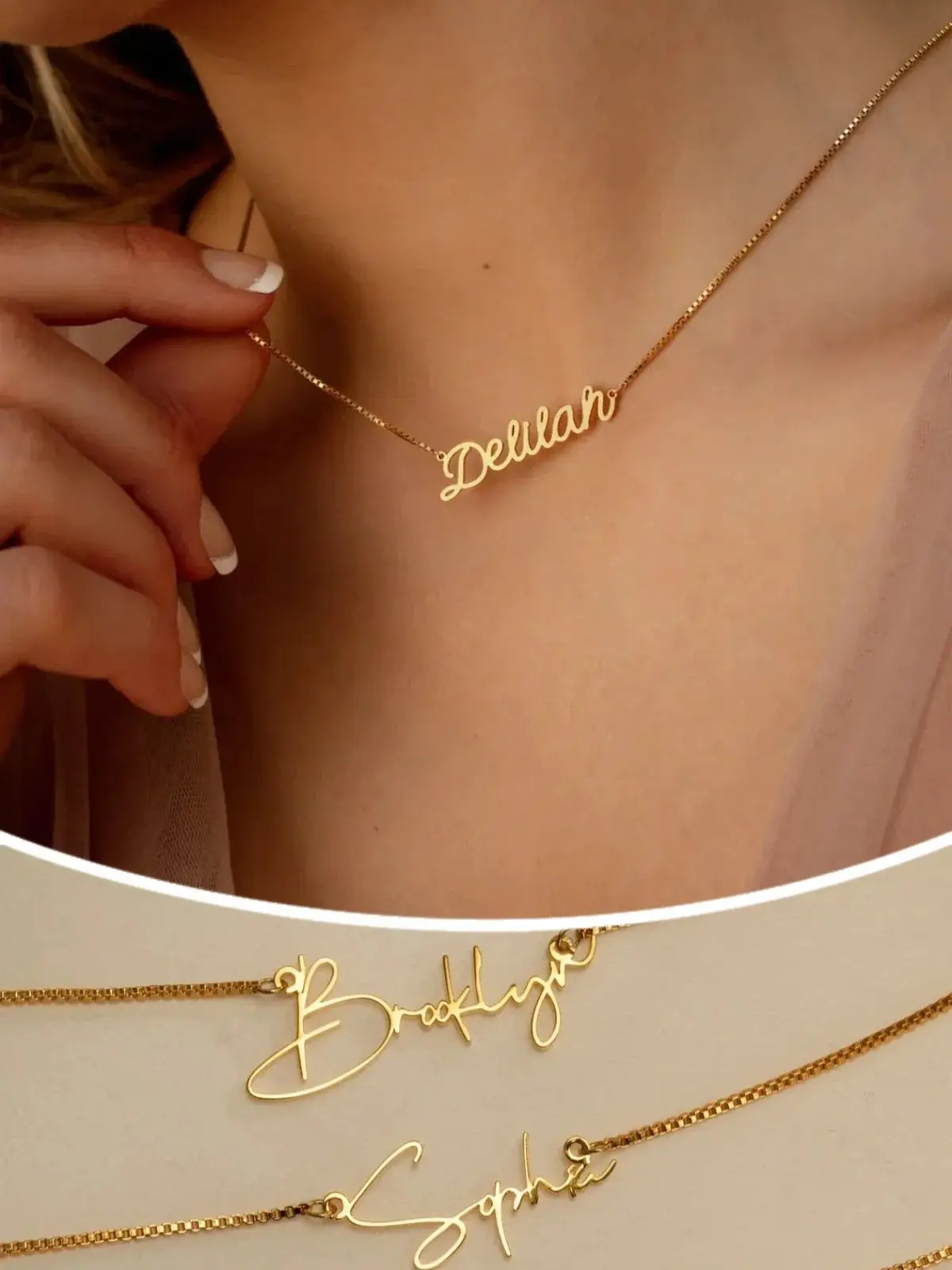 Индивидуальное золотое ожерелье с именем в коробке на заказ ювелирные изделия