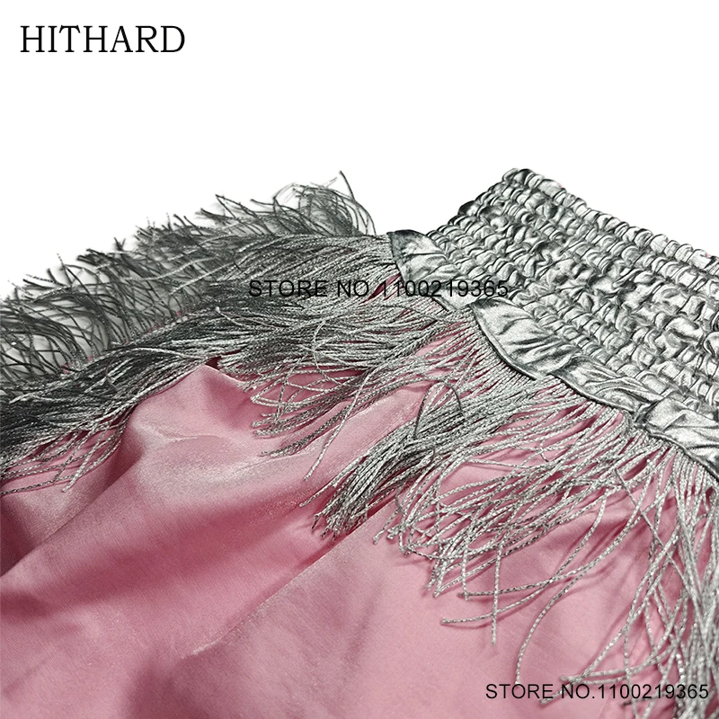 Шорты для бокса мужчин и женщин атласные боксерские штаны с розовыми кисточками