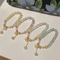 korean colorful acrylic ball shell flower freshwater pearl beaded bracetets bangles for women fashion bijoux femme bracelet