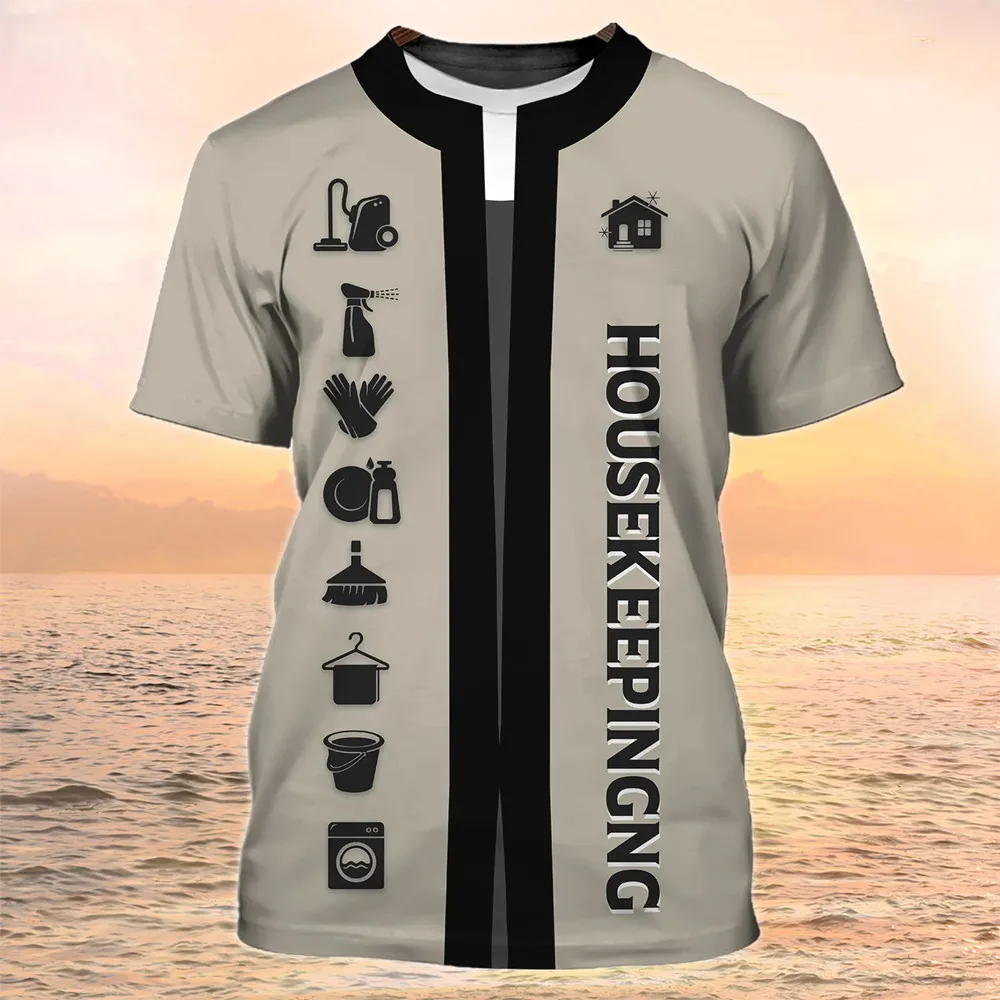 

Футболка мужская летняя с 3d принтом, Модный повседневный Свободный дышащий топ с круглым вырезом для уборки кухни