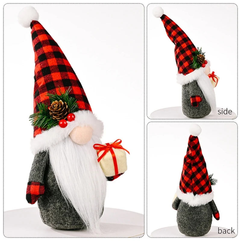 

P82C 3pcs Christmas Gnome Plush Doll Snowman Elk Santa Tomte Elf Toy Xmas Table Decor