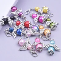 12pcslot mix angel wings fairy vintage silver color charm pearl pendants handmade diy making keychainnecklace jewelry supplies