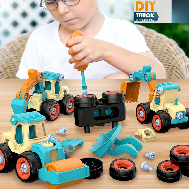 

Kids Nut Disassembly Loading Unloading Engineering Truck Bulldozer Excavator Boys Screw Creative Tool Education Toys Car Model