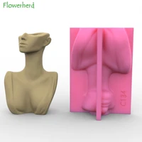 new female body abstract flower pot cement silicone mold dripping plaster concrete mold succulent flower resin molds