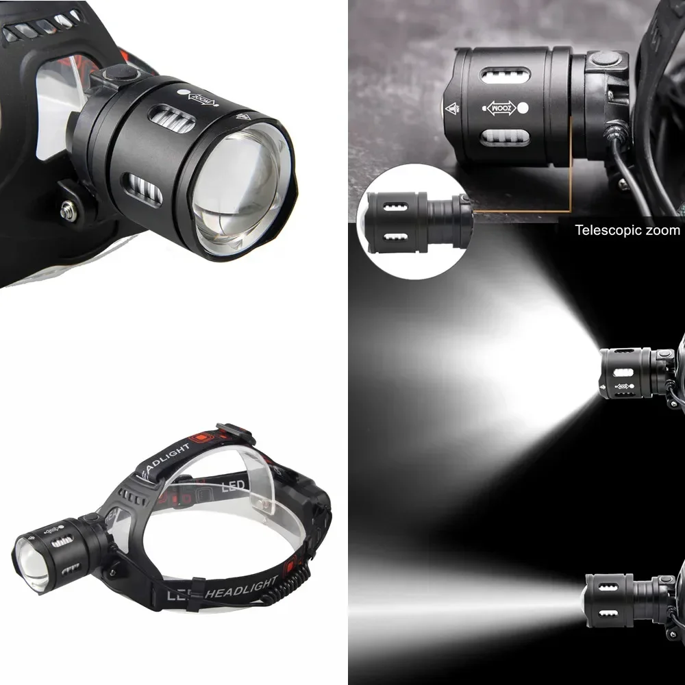 Фото Мощный светодиодный налобный фонарь XHP70.2 с зумом, фонарик, аккумулятор 18650, USB перезаряжаемый фонарь для рыбалки XHP50.2 №4