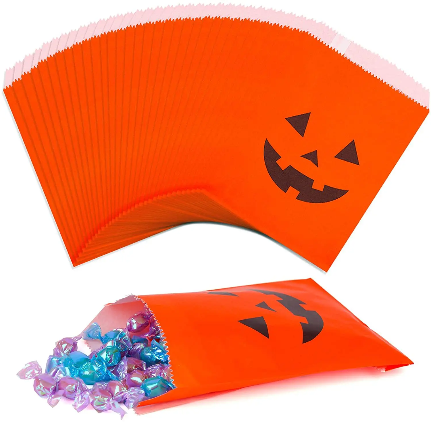 Bags Funny Pumpkin Pattern Cookie Snack Bags Holiday Party Gift Kraft Paper Wrapping Bag