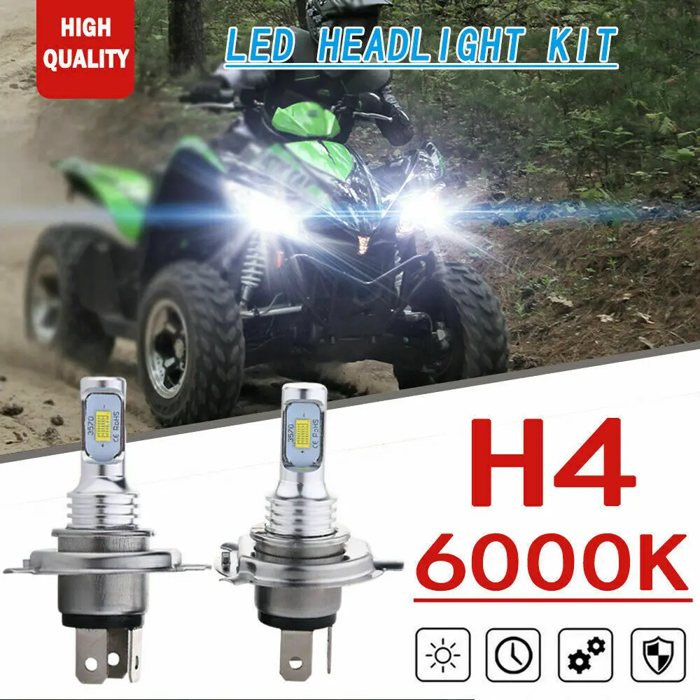 

2x 70W H4 9003 HB2 HS1 6000K White LED Headlight Bulbs For Polaris Trail Boss 325 2000-2001 250 1988-1999 Snowmobile