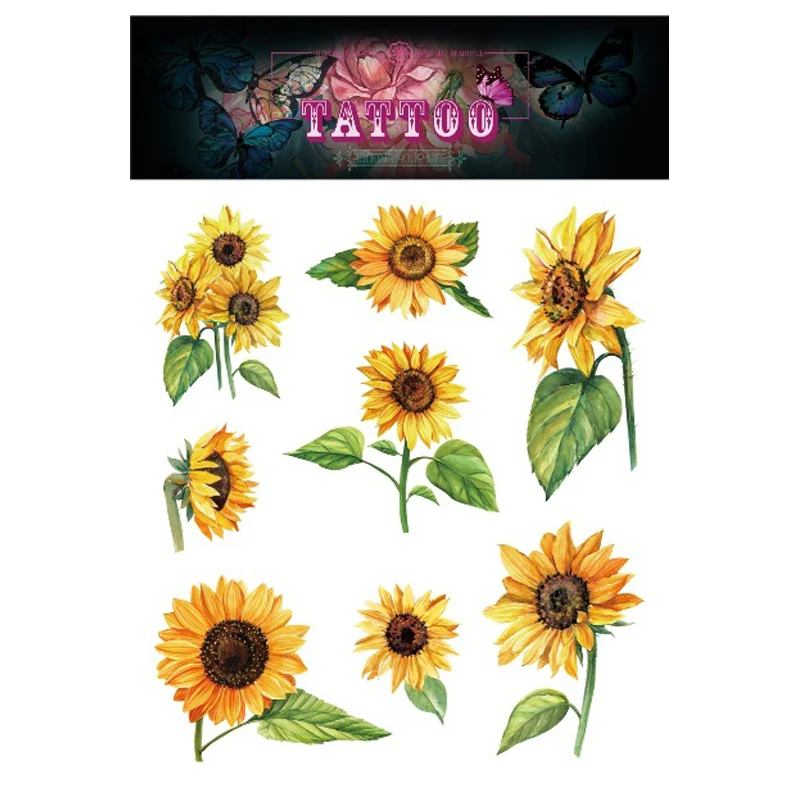 

Waterproof Temporary Tattoos Sticker for Women Girl Brilliant Sunflower Art Tatoo Flash Tatto Summer Flower Fake Tattoo Stickers