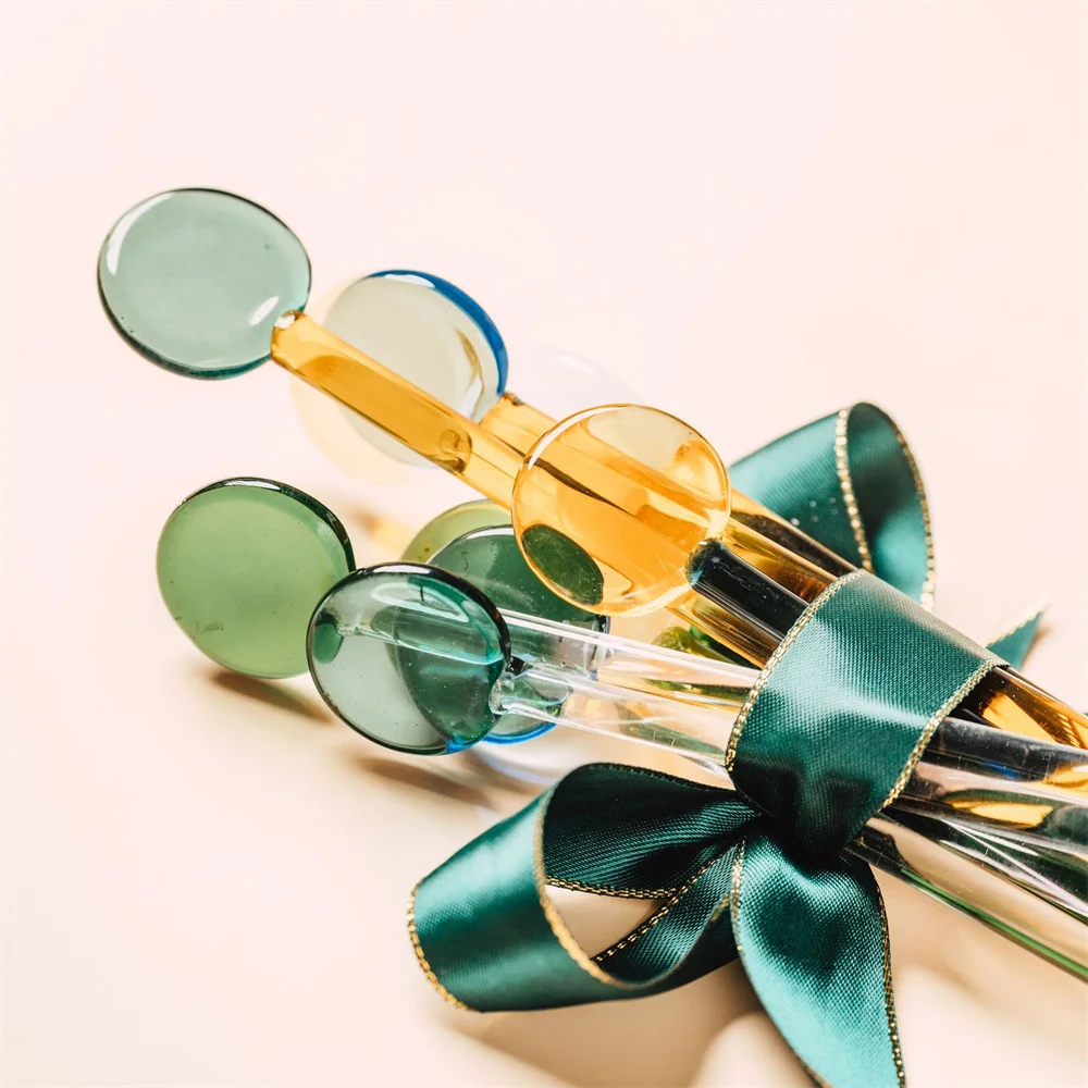 

Japanese-style Colored Glass Mixing Spoons Heat-resistant Stirring Rod Transparent Glass Spoons for Fruit Juice Coffee Tableware