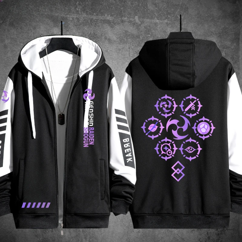 Anime Genshin Impact Beelzebul 3D Print Zip Up Hoodie Women/Men Harajuku Sweatshirt Raiden Shogun Cosplay Zipper Hooded Jacket