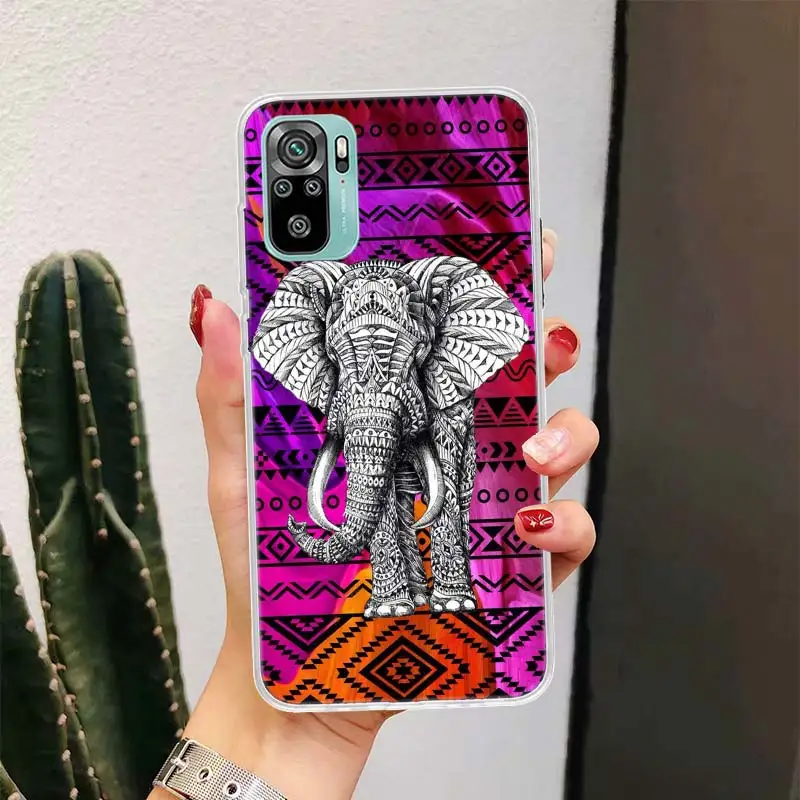 Elephant Mandala Aztec для Xiaomi Redmi Note 10 9T 9S 9 8 Pro 8T 7 5 Чехол телефона Mi 12T 11T 10T 12 11 Lite Корпус Fundas