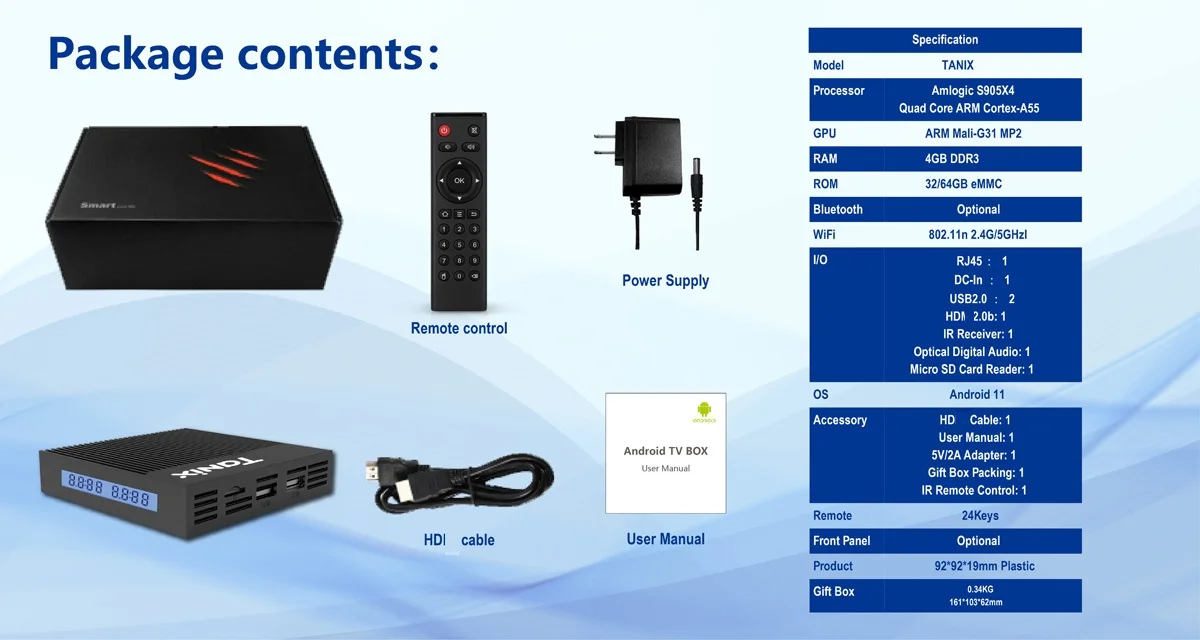 ТВ-приставка Tanix X4 Android 11 Amlogic S905X4 4 + 32/64 ГБ 2 ГГц двойной Wi-Fi | Электроника