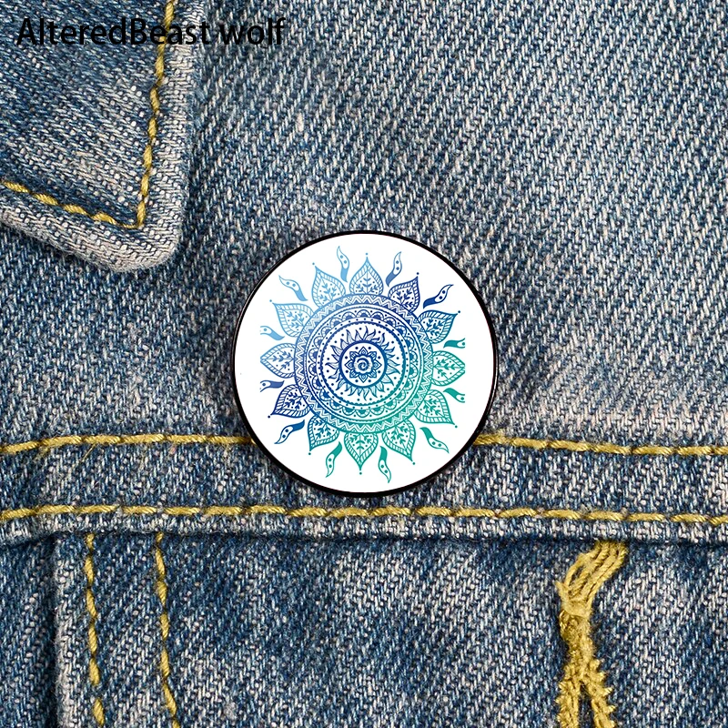 

Blue Gradient Mandala Printed Pin Custom Funny Brooches Shirt Lapel Bag Cute Badge Cartoon enamel pins for Lover Girl Friends