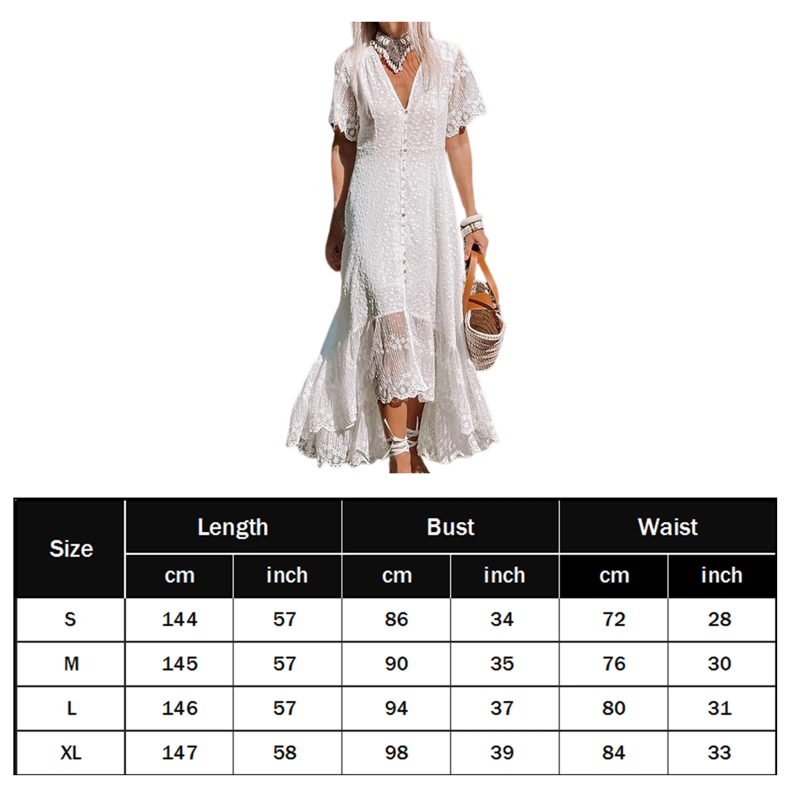 Midi Women Elegant Dress Irregular Lace Ankle-Length Dress V-Neck Short Sleeve Slim Fit Fishtail Hem Fashion Summer Clothing 5