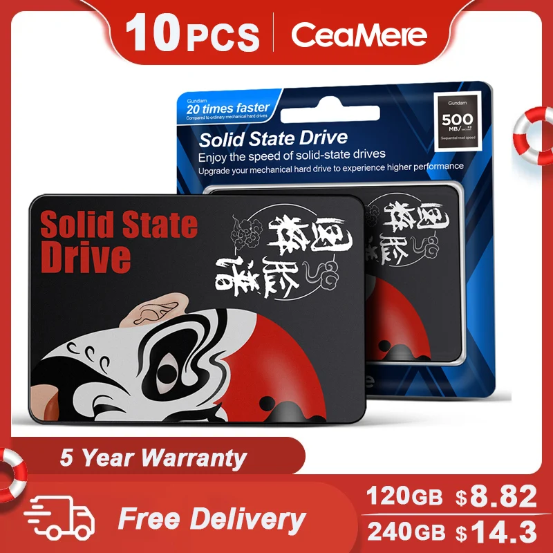 10 шт. жесткий диск 120 ГБ 128 240 256 Sata 3 2 5 Ssd 480 512 ТБ Внутренний твердотельный