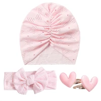 4pcsset cute baby turban hat newborn ice silk beanie caps baby girls headbands kids headwear toddler headwrap hair accessories