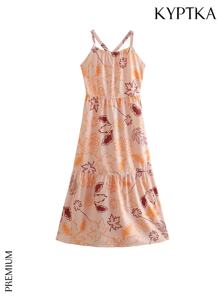 

Женское винтажное платье миди KYPTKA, черное платье с открытой спиной, бантом, перекрещивающимися бретельками, на молнии сбоку, на лето 2019