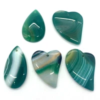 5pcspack green color agate stone beads moon shape heart shape natural semi precious stone loose beads diy for making necklace