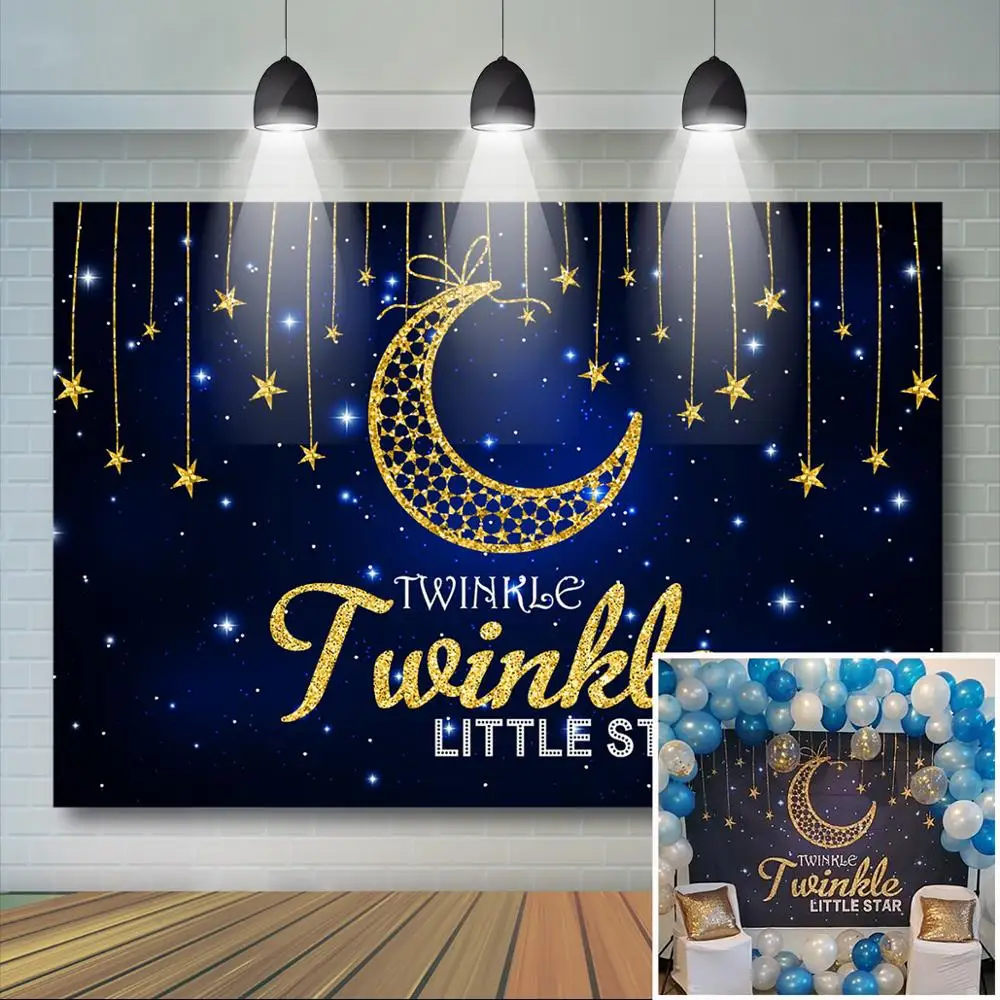 

Мерцающая маленькая звезда фон для вечеринки в честь рождения ребенка голубое звездное небо фон для мальчиков день рождения вечеринка Деко...