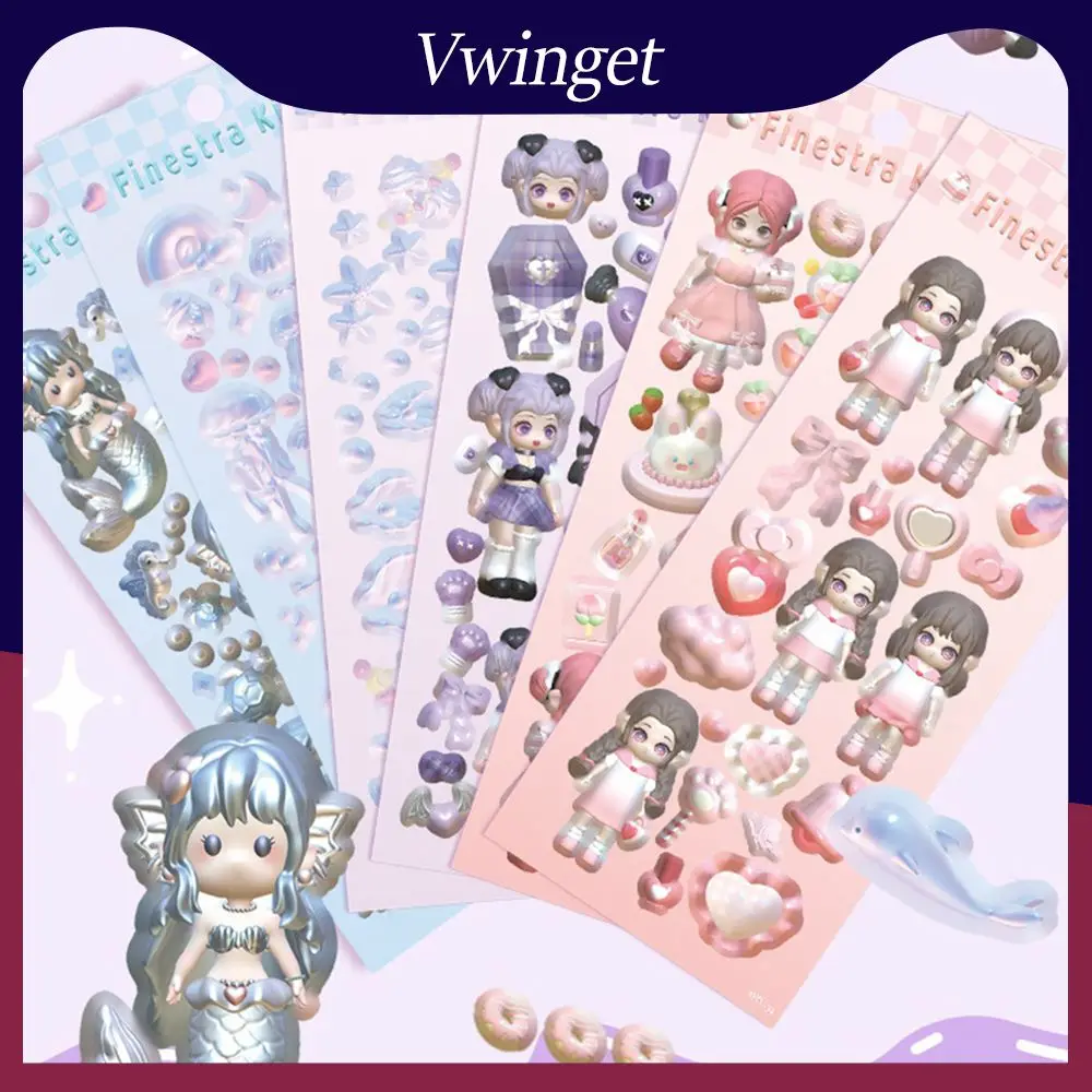 

Dumb Film Paper Account Journal Decorative Stickers Laser Film Character Stickers Diy Niche Sticker Ins Style Adhesive Cartoon