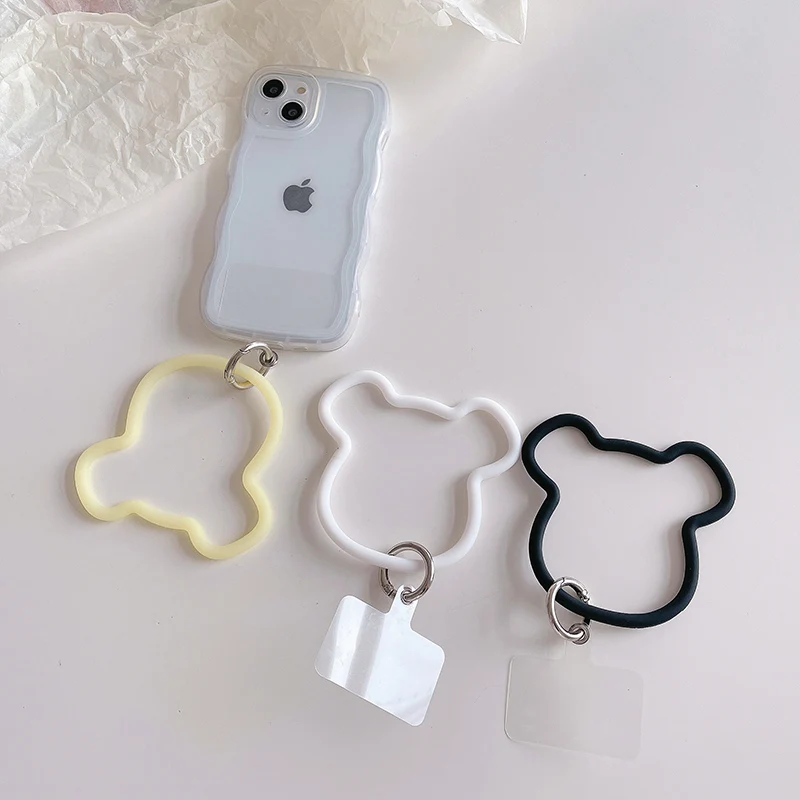 

Liquid Silicone Bracelet Buckle Bear Ear Pendant Universal Large Ring Anti-lost Wrist Pendant Hand Chain Mobile Phone Lanyard
