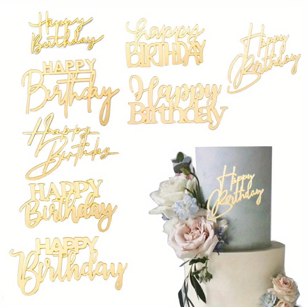 

Набор из 8 акриловых топперов для торта "С Днем Рождения"