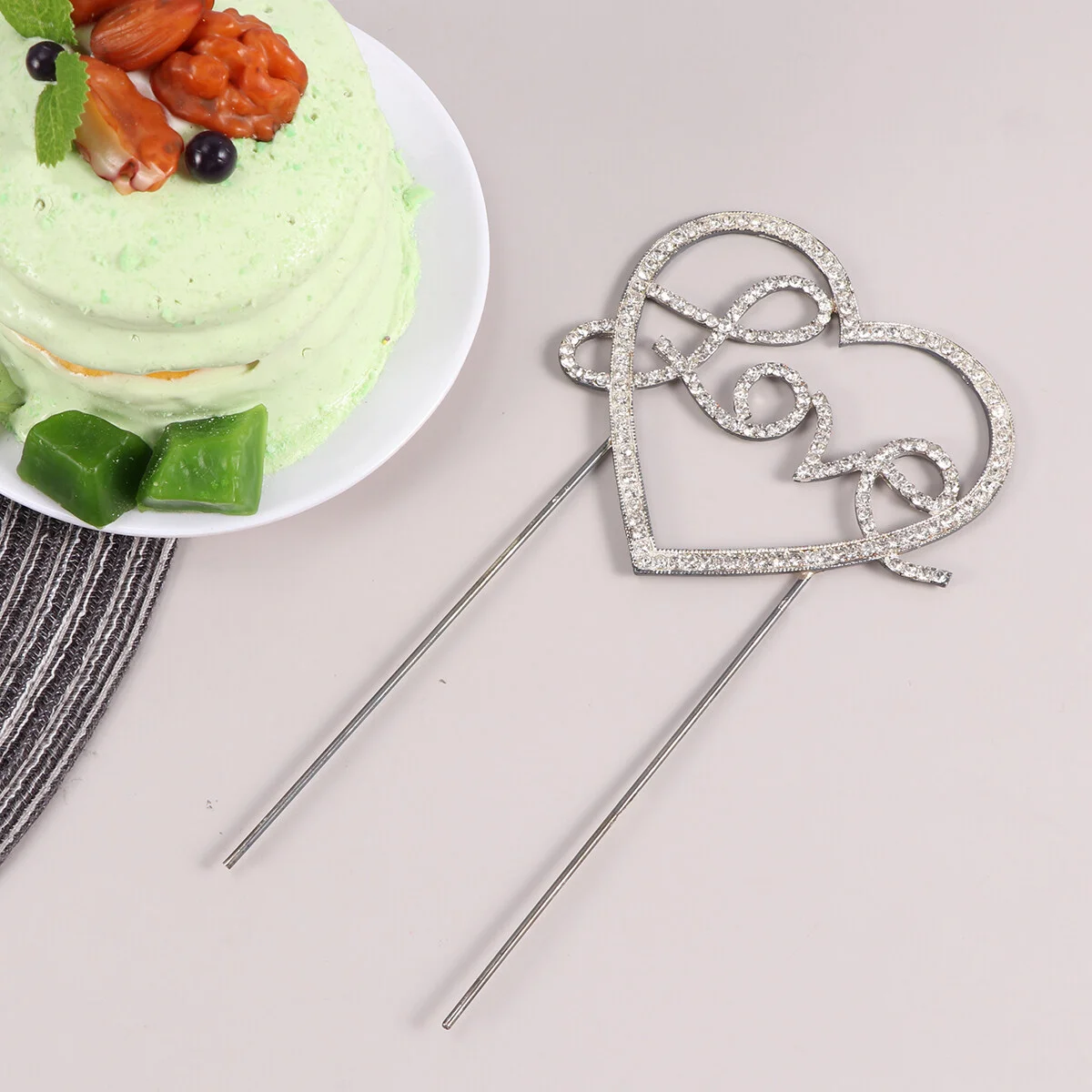 

Love Letter Cake Toppers Exquisite Cupcake Ornament Picks Cake Decor Pretty Dessert Adornment for Wedding Party (Silver)