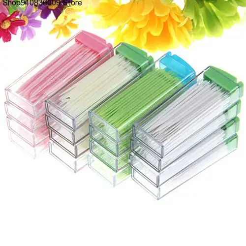 

NEW Portable Plastic Toothpick 50 Pack Boxed Green No Smell Oral Dental Picks