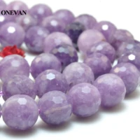 onevan natural purple lepidolite faceted round beads 6mm 8mm 10mm smooth stone bracelet necklace jewelry making diy gift design