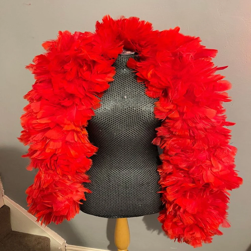 

200 Grams Red Turkey Feather Boa High Quality Marabou Feathers Scarf for Costume Party Halterneck Scarf 2 Meters High Quality