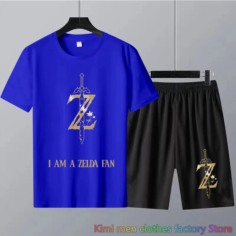 Summer Tracksuit Cotton Set Men Zelda Fans printing TShirts Shorts Sets 2 Piece Outfits Sets for Men Zelda Tears of The Kingdom