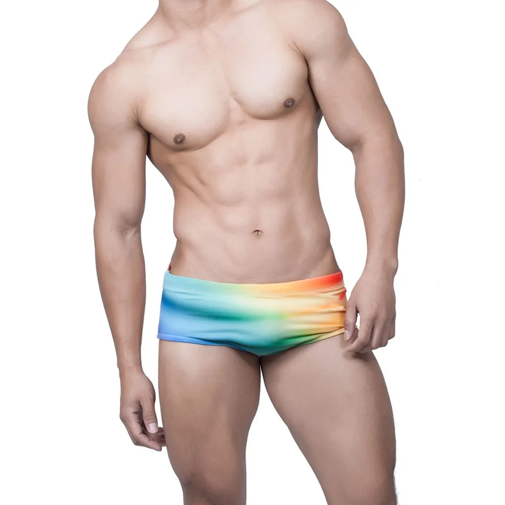 

Gradient Print Men's Swimwear Swim Beach Board Low Waist Swimwear Man Fashion Swimming Briefs Gay Boxer Quick Dry Bathing Suit