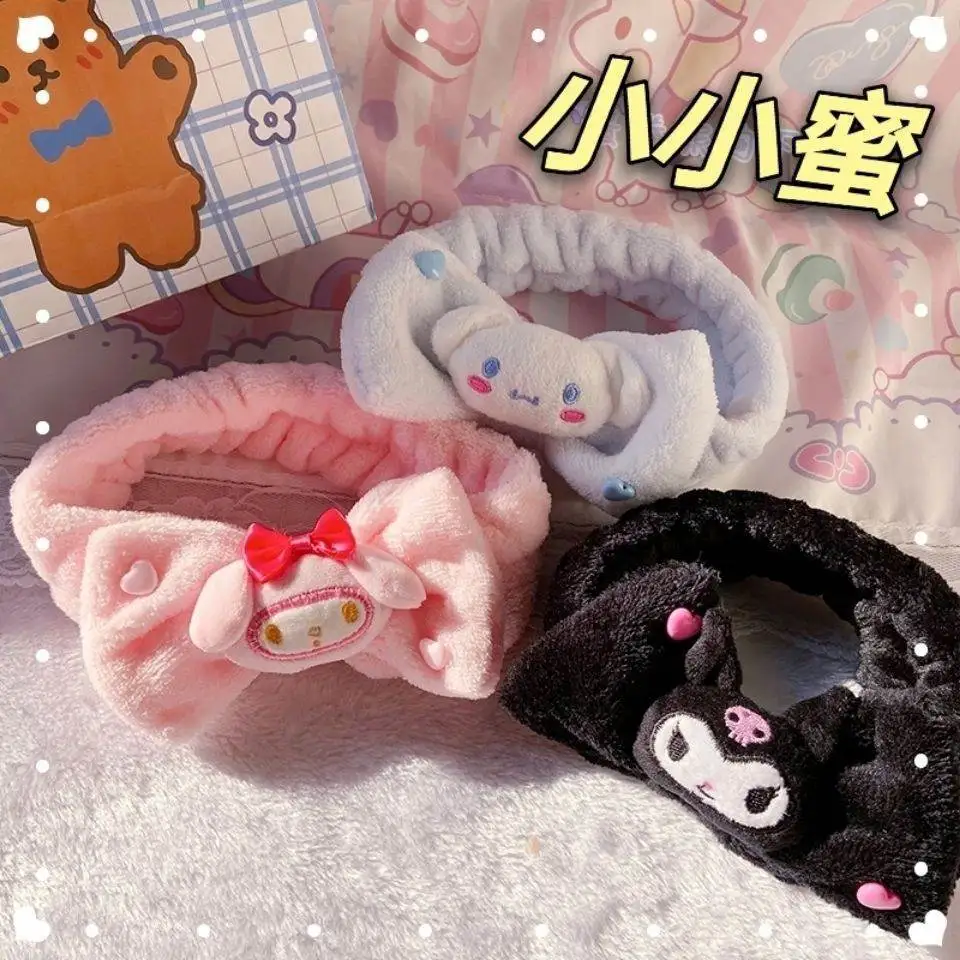

Sanrioed Plush Bow Hair Band Cinnamoroll My Melody Kuromi Anime Women Cute Makeup Wash Hair Ring Hair Accessories Kawaii