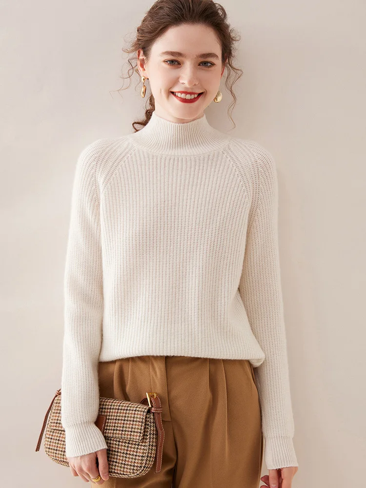 Новый вязаный женский кашемировый свитер с ложным воротником толстый теплый