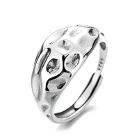 s925 sterling silver womens ring euramerican style geometric bump face punk opening adjustable ring gift goth fine jewelry 925