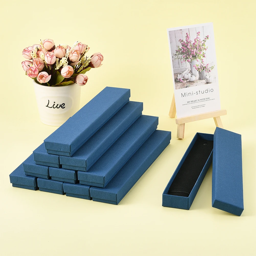 12pcs Rectangle Cardboard Jewelry Box for Bracelets Necklace Christmas Gift Packaging Display Boxes Business Wholesale 5 Colors
